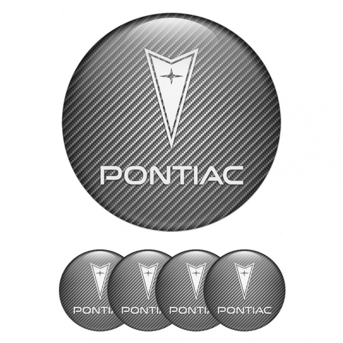 Pontiac Center Wheel Caps Stickers Carbon Background Classic White Logo