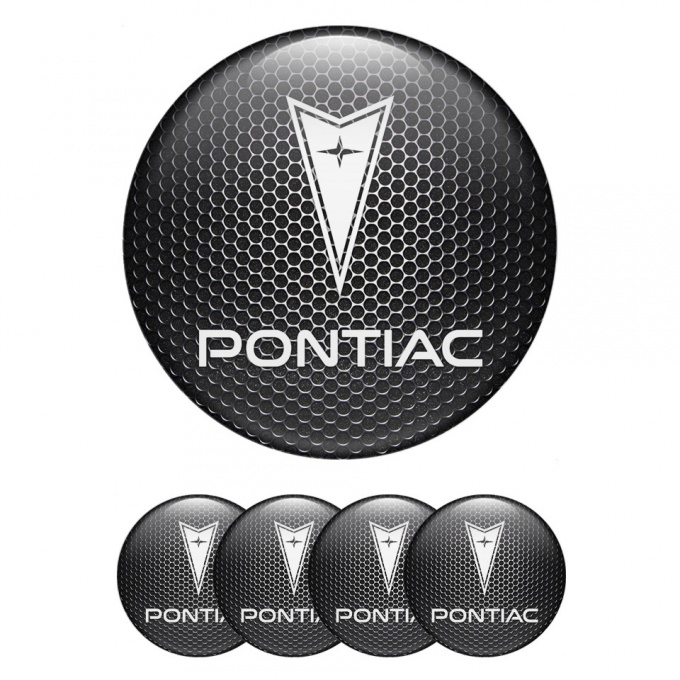 Pontiac Wheel Stickers for Center Caps Dark Shade Fill White Logo Design