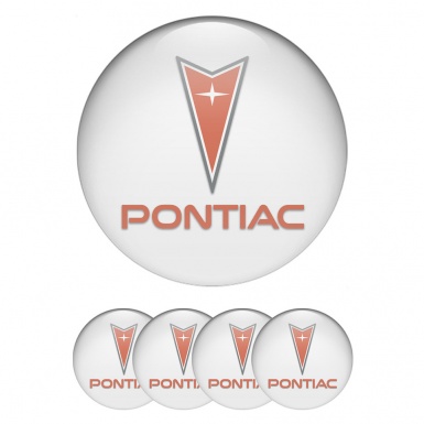 Pontiac Silicone Stickers for Center Wheel Caps White Base Red Logo