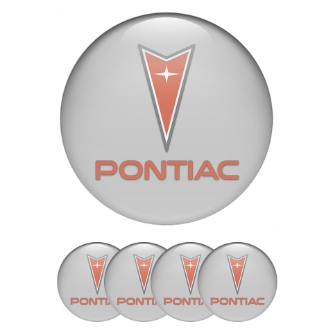 Pontiac Stickers for Wheels Center Caps Grey Background Red Logo Design