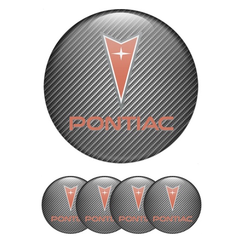 Pontiac Emblem for Wheel Center Caps Carbon Fiber Red Logo Edition