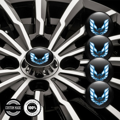 Pontiac Center Wheel Caps Stickers Black Base Blue Firebird Edition