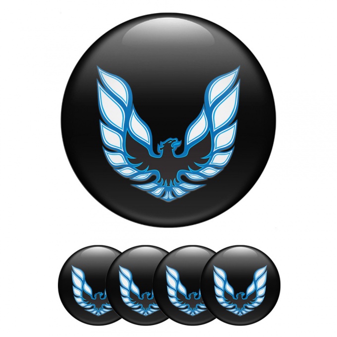 Pontiac Center Wheel Caps Stickers Black Base Blue Firebird Edition
