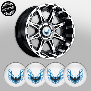 Pontiac Stickers for Center Wheel Caps White Base Blue Firebird Edition