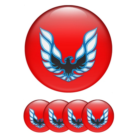 Pontiac Stickers for Center Wheel Caps Red Base Blue Firebird Logo