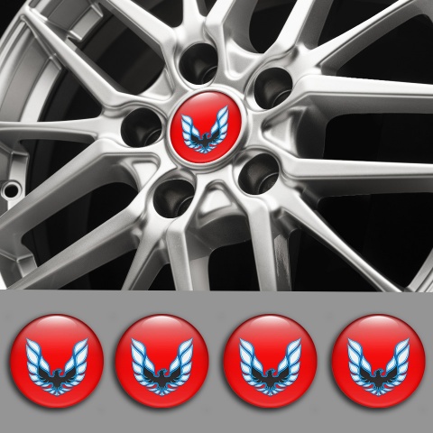 Pontiac Stickers for Center Wheel Caps Red Base Blue Firebird Logo
