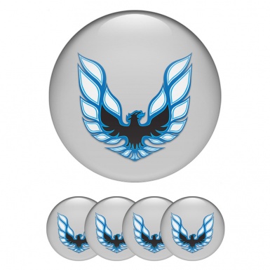 Pontiac Wheel Emblem for Center Caps Grey Fill Blue Firebird Edition