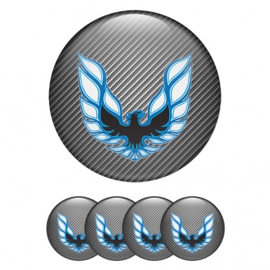 Pontiac Stickers for Wheels Center Caps Carbon Fiber Blue Firebird Motif