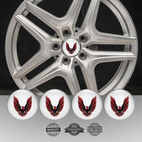 Pontiac Center Wheel Caps Stickers White Fill Red Firebird Art Edition