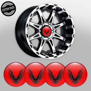 Pontiac Emblems for Center Wheel Caps Crimson Fill Red Firebird Art Design