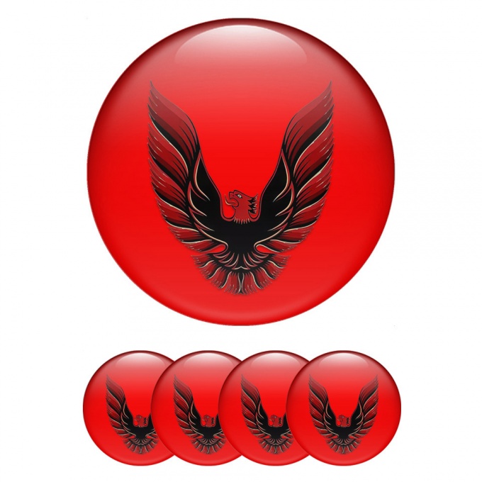 Pontiac Emblems for Center Wheel Caps Crimson Fill Red Firebird Art Design