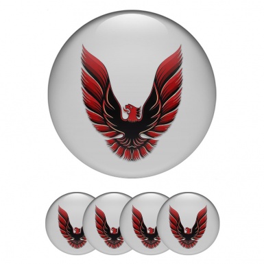 Pontiac Stickers for Center Wheel Caps Grey Base Red Firebird Art Design