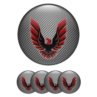 Pontiac Wheel Emblem for Center Caps Carbon Effect Red Firebird Art Logo