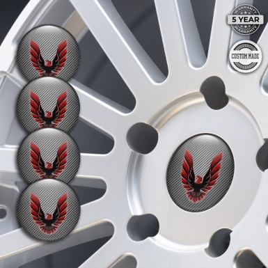 Pontiac Wheel Emblem for Center Caps Carbon Effect Red Firebird Art Logo
