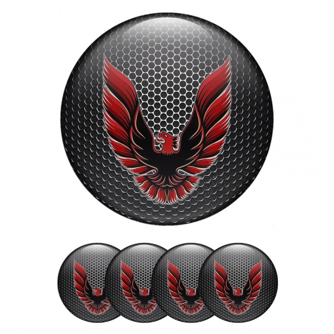 Pontiac Stickers for Wheels Center Caps Steel Mesh Red Firebird Art Logo