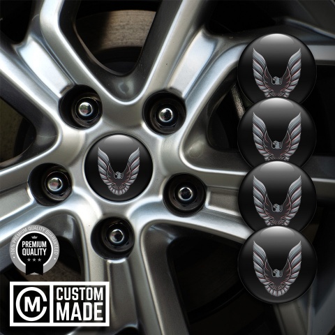 Pontiac Emblem for Wheel Center Caps Black Artistic Firebird Logo Design
