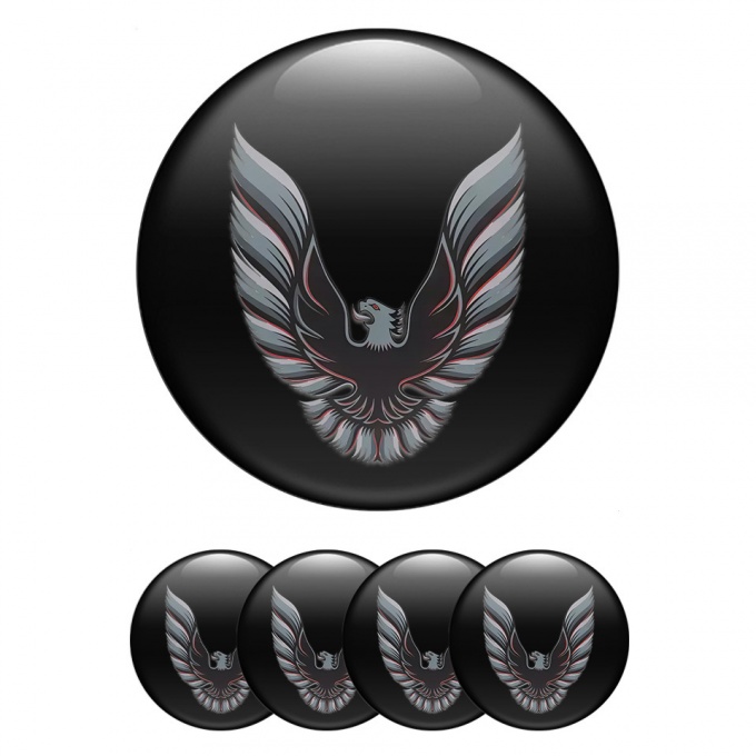 Pontiac Emblem for Wheel Center Caps Black Artistic Firebird Logo Design