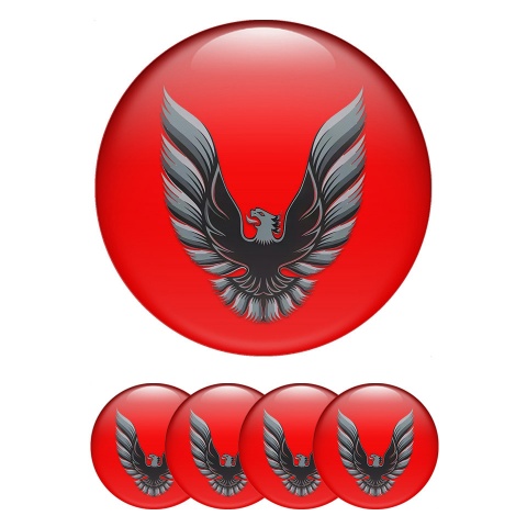 Pontiac Center Wheel Caps Stickers Red Artistic Firebird Logo Edition