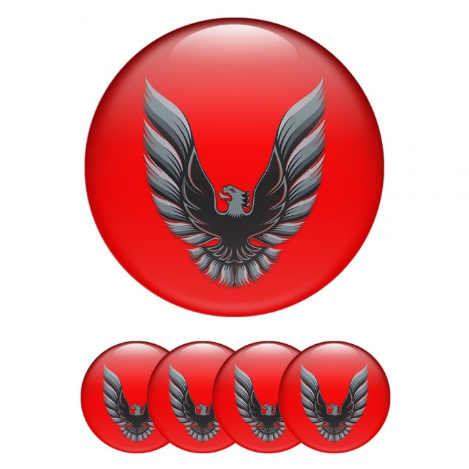 Pontiac Center Wheel Caps Stickers Red Artistic Firebird Logo Edition