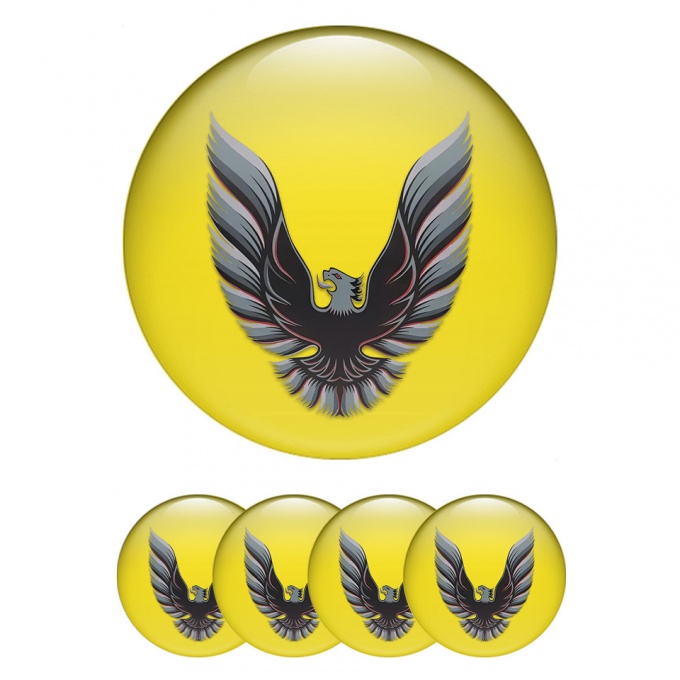 Pontiac Emblems for Center Wheel Caps Yellow Artistic Firebird Design