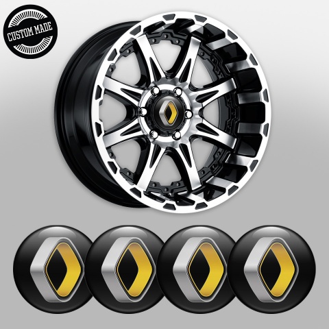 Renault Wheel Emblem for Center Caps Black Base Artistic Logo Edition