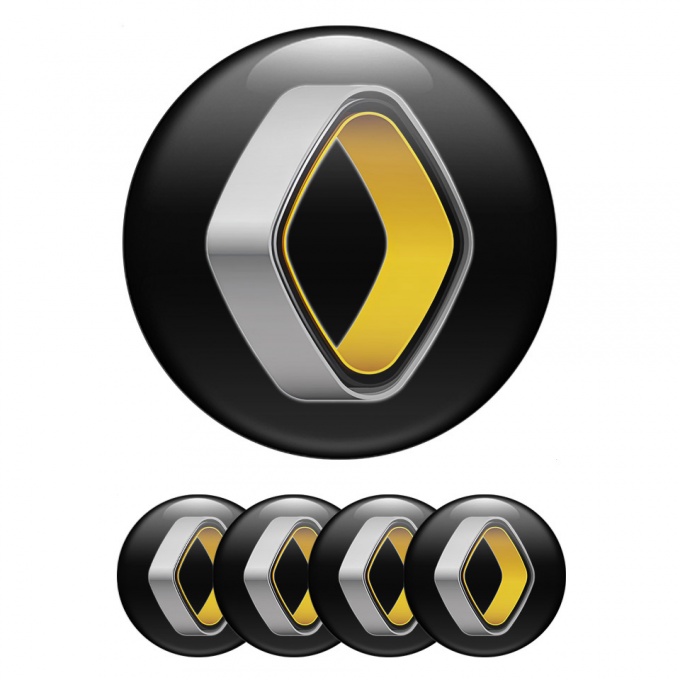 Renault Wheel Emblem for Center Caps Black Base Artistic Logo Edition