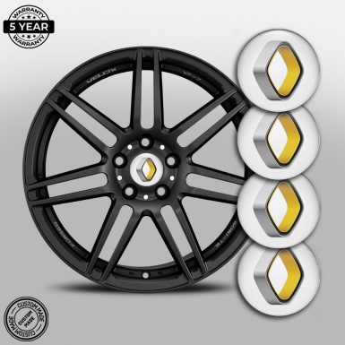 Renault Emblem for Wheel Center Caps White Base Artistic Logo Edition