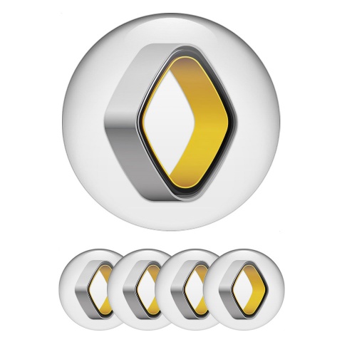 Renault Emblem for Wheel Center Caps White Base Artistic Logo Edition