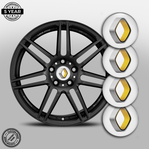 Renault Emblem for Wheel Center Caps White Base Artistic Logo Edition