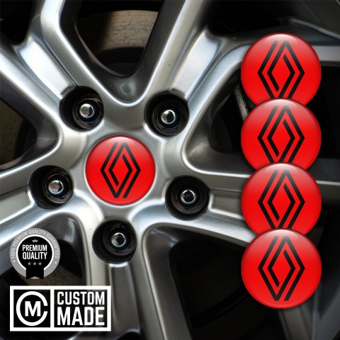 Renault Silicone Stickers for Center Wheel Caps Red Fill Minimalist Edition
