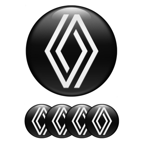 Renault Emblem for Center Wheel Caps Black Base White Minimalistic Logo