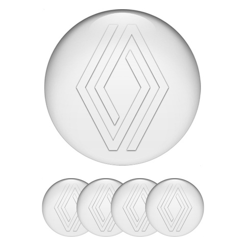 Renault Center Wheel Caps Stickers White Base Transparent Minimalistic Logo