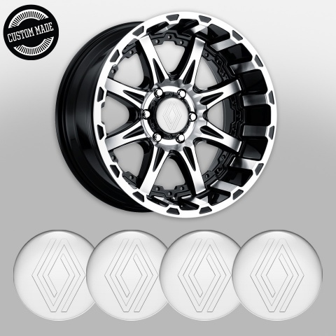 Renault Center Wheel Caps Stickers White Base Transparent Minimalistic Logo