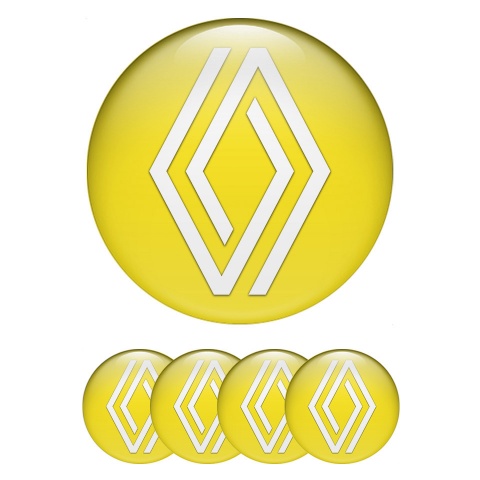 Renault Wheel Stickers for Center Caps Yellow Background White Simple Logo