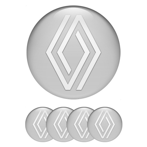 Renault Stickers for Center Wheel Caps Grey Fill White Simple Design