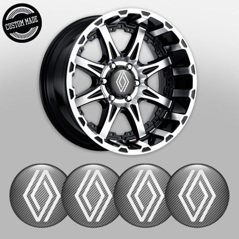 Renault Center Caps Wheel Emblem Light Carbon White Simple Logo Design