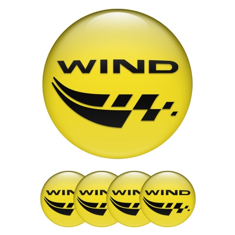 Renault Center Wheel Caps Stickers Yellow Fill Black Logo Motif