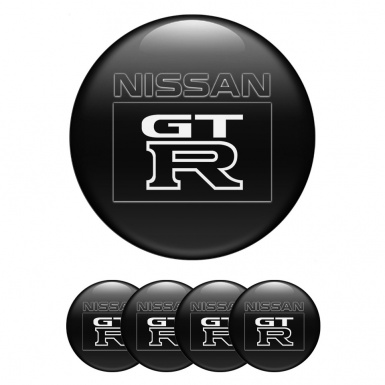 Nissan GTR Emblems for Center Wheel Caps Dark Base Black Square Logo