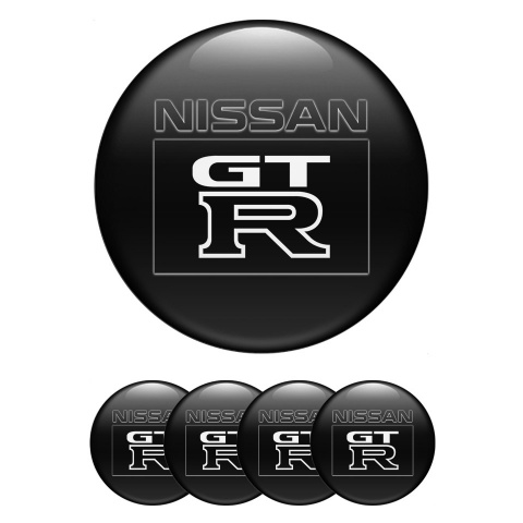 Nissan GTR Emblems for Center Wheel Caps Dark Base Black Square Logo