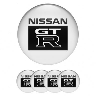 Nissan GTR Wheel Stickers for Center Caps White Base Black Square Edition