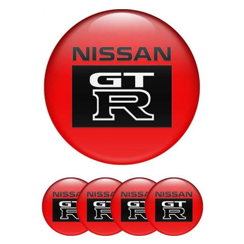 Nissan GTR Silicone Stickers for Center Wheel Caps Red Base Square Logo