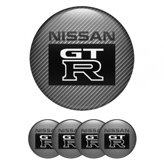 Nissan GTR Stickers for Wheels Center Caps Carbon Effect Rectangle Logo