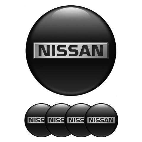 Nissan Emblem for Wheel Center Caps Black Fill Metallic Logo Design