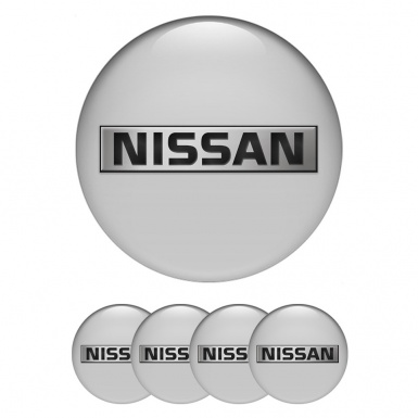 Nissan Wheel Stickers for Center Caps Grey Base Metallic Logo Motif