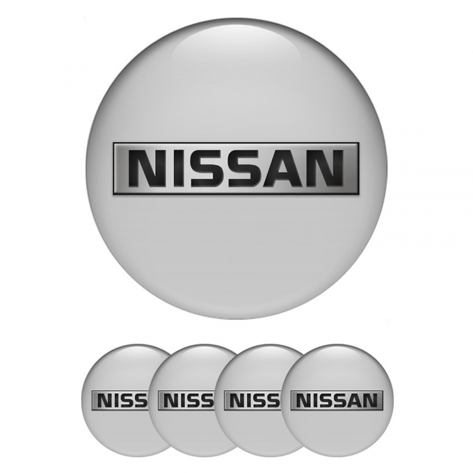 Nissan Wheel Stickers for Center Caps Grey Base Metallic Logo Motif