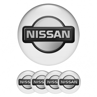 Nissan Emblem for Wheel Center Caps White Fill Polished Circle Logo