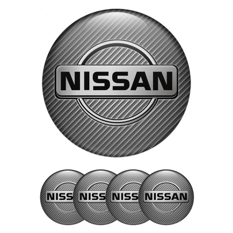 Nissan Stickers for Wheels Center Caps Carbon Effect Chromatic Logo