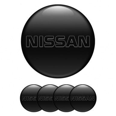 Nissan Emblem for Center Wheel Caps Black Base Heavy Dark Logo