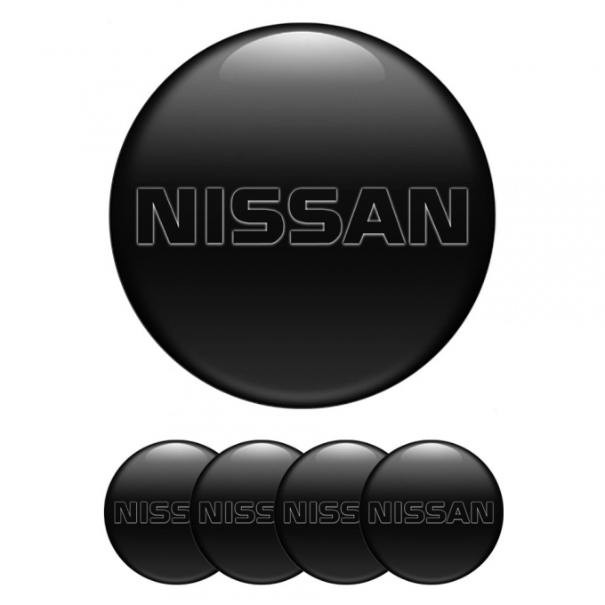 Nissan Emblem for Center Wheel Caps Black Base Heavy Dark Logo