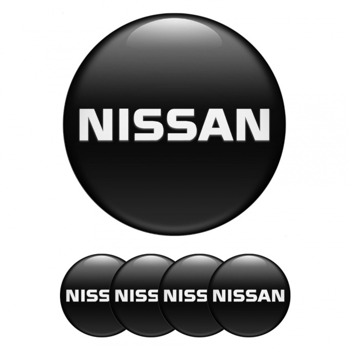 Nissan Emblem for Center Wheel Caps Black Fill White Bold Logo